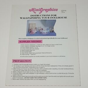5/$15 Minigraphics Instructions For Wallpapering Your Dollhouse 2 Pages Of Paper